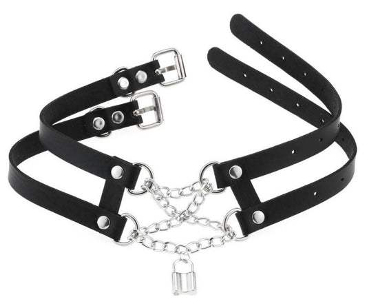 Collier Ras de cou Pendant Lock Noir