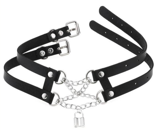 Collier Ras de cou Pendant Lock Noir