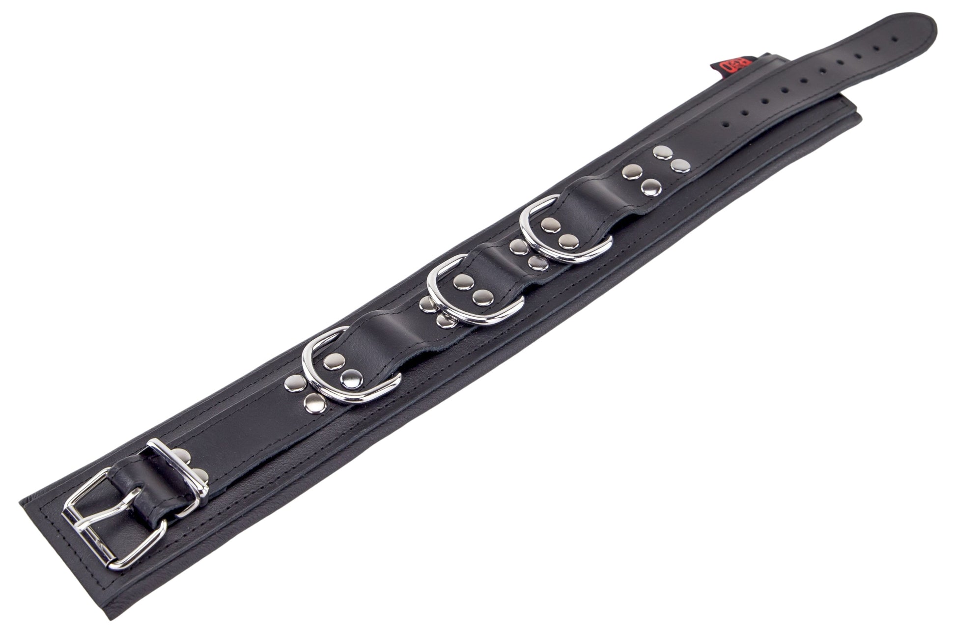 Collier rembourré en cuir avec Anneaux D Noir