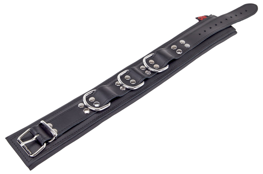 Collier rembourré en cuir avec Anneaux D Noir