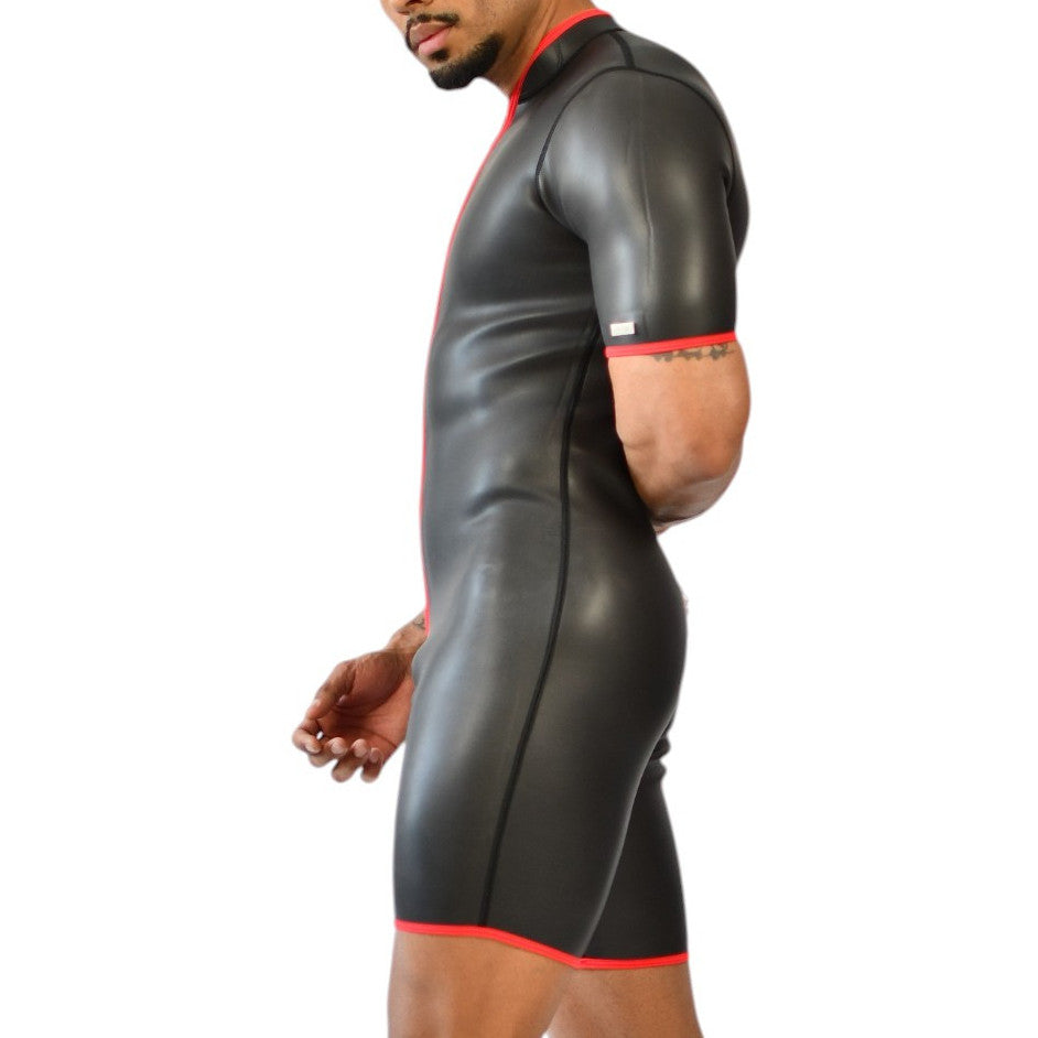 Combi-Short en néoprène Xrub Zip Avant/Arrière Noir-Rouge