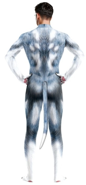 Combinaison Cosplay Chien Husky Bleu-Gris