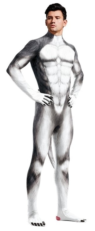 Combinaison Cosplay Chien Husky Gris