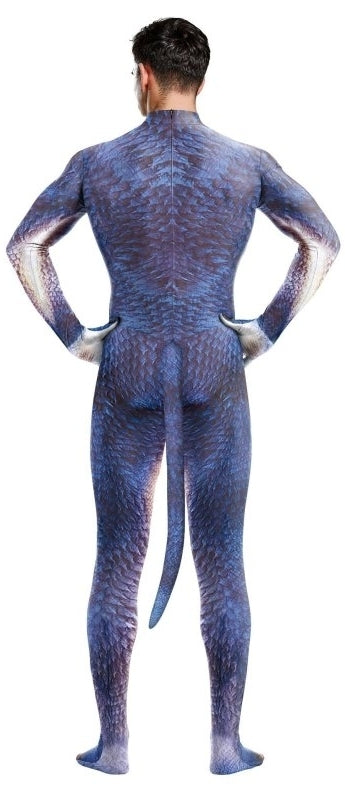 Combinaison Cosplay Dinosaure Raptus Bleu-Blanc