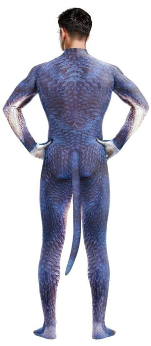 Combinaison Cosplay Dinosaure Raptus Bleu-Blanc