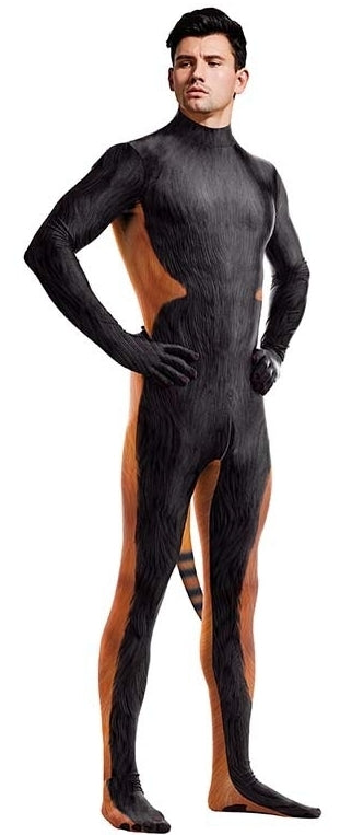 Combinaison Cosplay Panda Roux Raccoon Noir-Orange