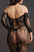 Combinaison ouverte Grande Taille LACE SLEEVED - Noir