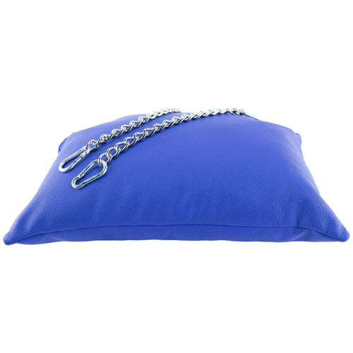 Coussin en cuir 23 x 32cm Chaînes Bleu