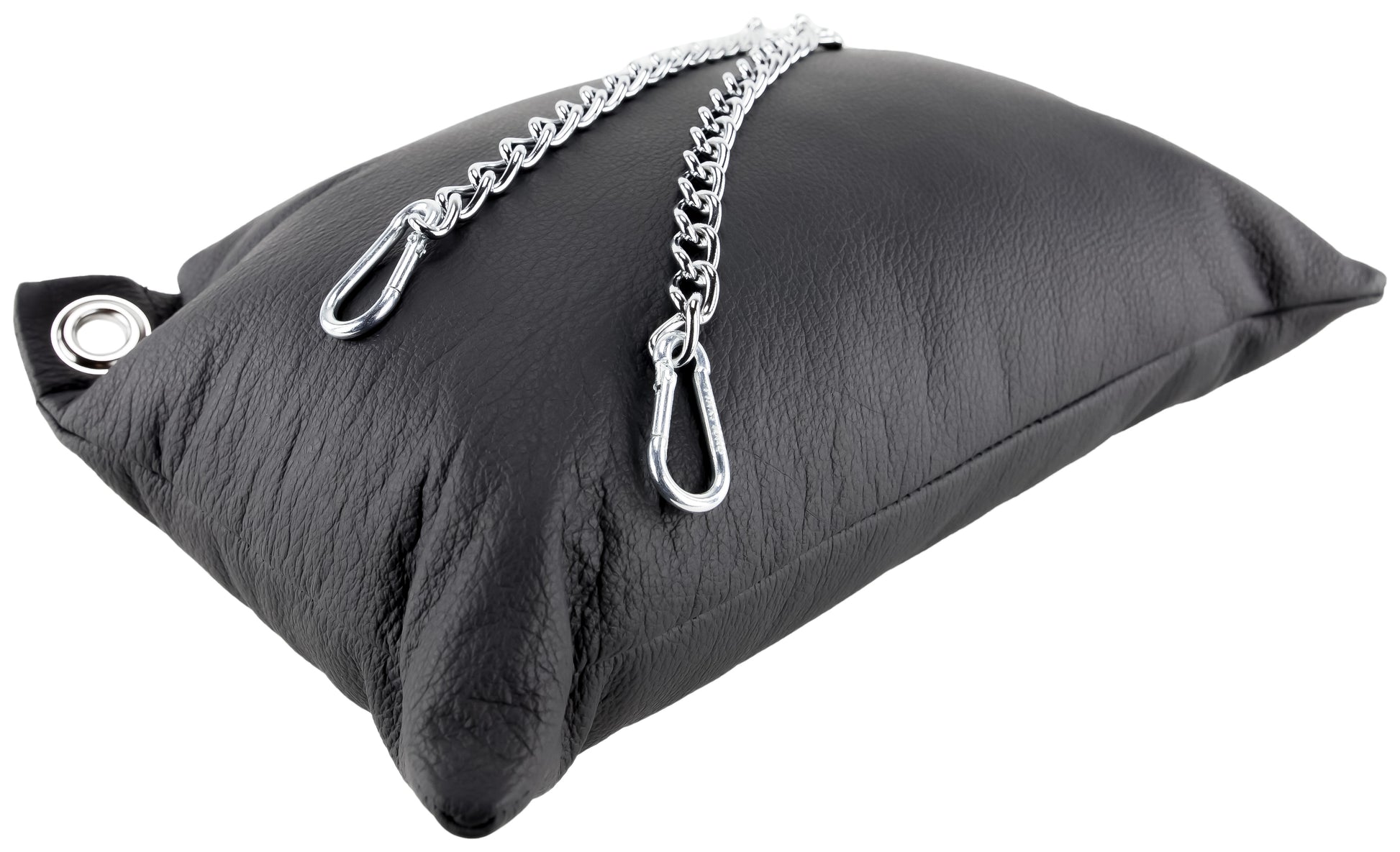 Coussin en cuir 23 x 32cm Chaînes Noir