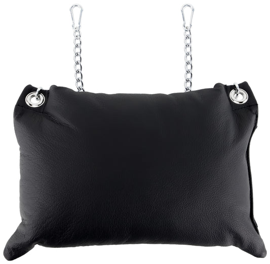 Coussin en cuir 23 x 32cm Chaînes Noir