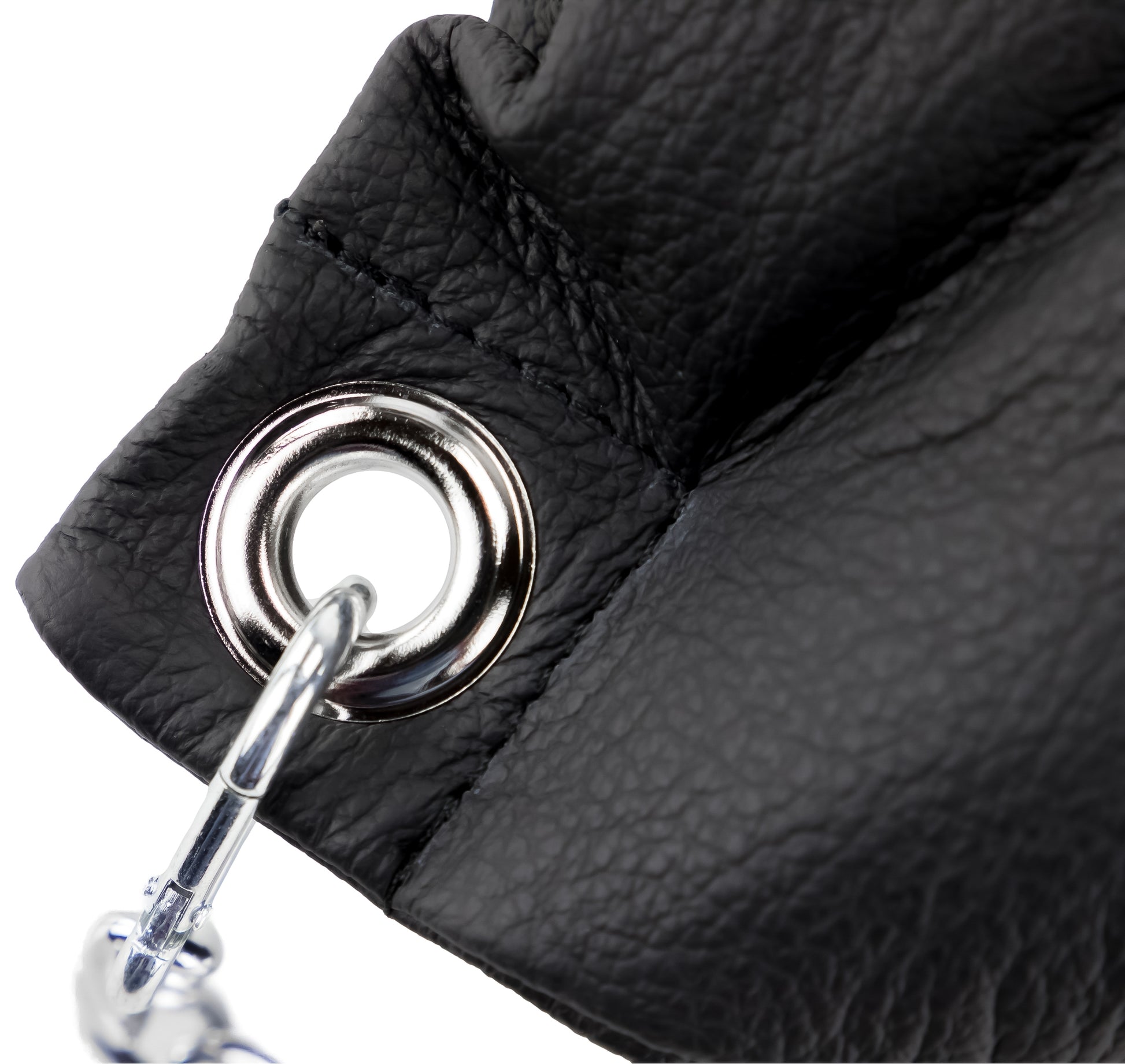 Coussin en cuir 23 x 32cm Chaînes Noir