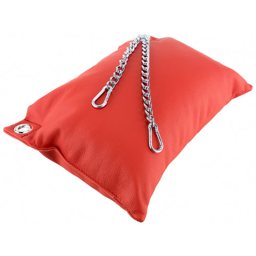 Coussin en cuir 23 x 32cm Chaînes Rouge