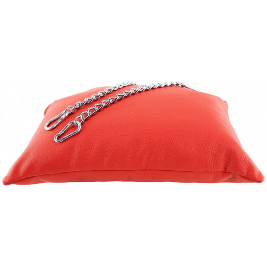 Coussin en cuir 23 x 32cm Chaînes Rouge