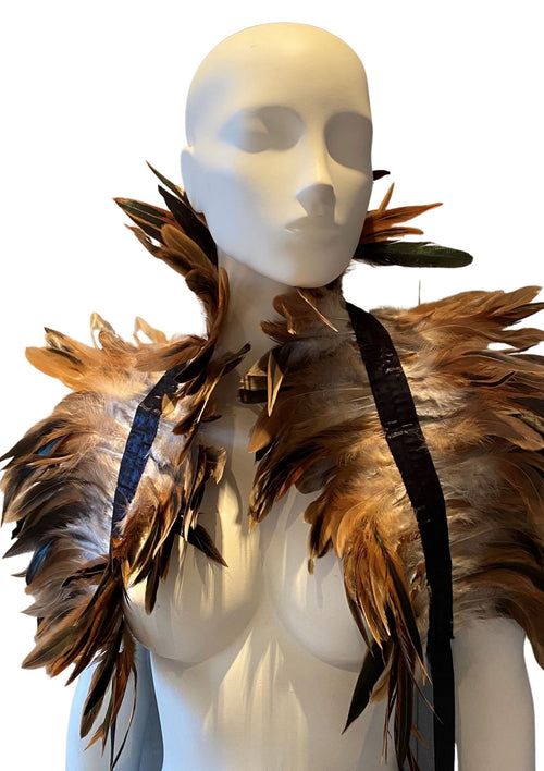 Couvre-Épaules Plumes Beige-Marron