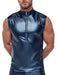 Débardeur avec zip Top Andio Bleu métallisé