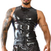 Débardeur en latex Xrub avec Zip Noir-Bleu