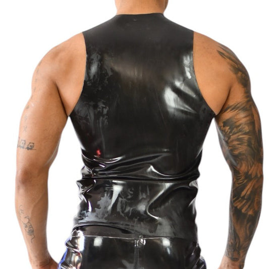 Débardeur en latex Xrub avec Zip Noir-Bleu