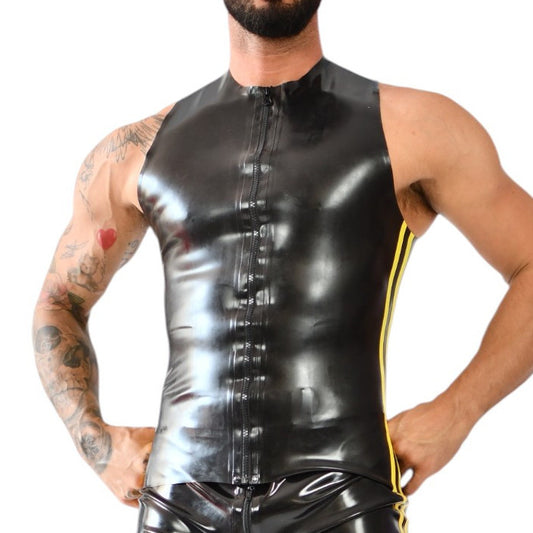 Débardeur en latex Xrub avec Zip Noir-Jaune