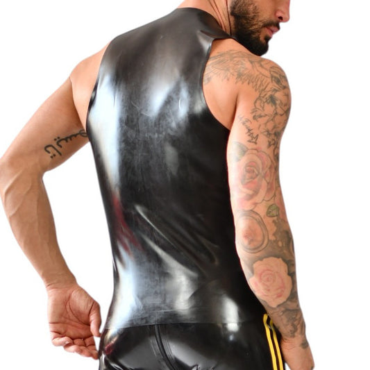 Débardeur en latex Xrub avec Zip Noir-Jaune