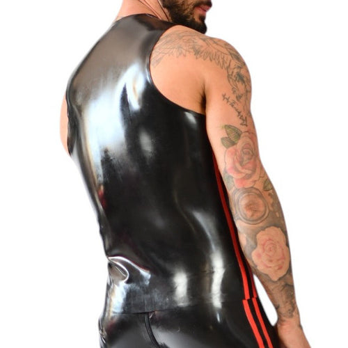 Débardeur en latex Xrub avec Zip Noir-Rouge