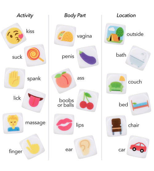 Dés coquins EMOJI GASM x3