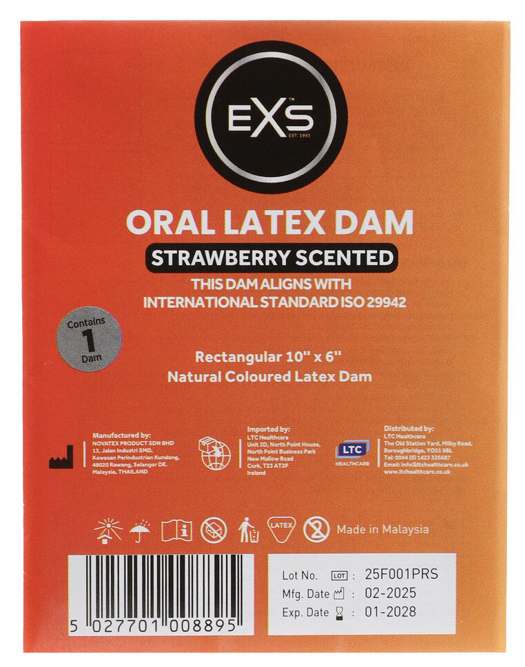 Digue orale en latex 10 x 6 cm Fraise