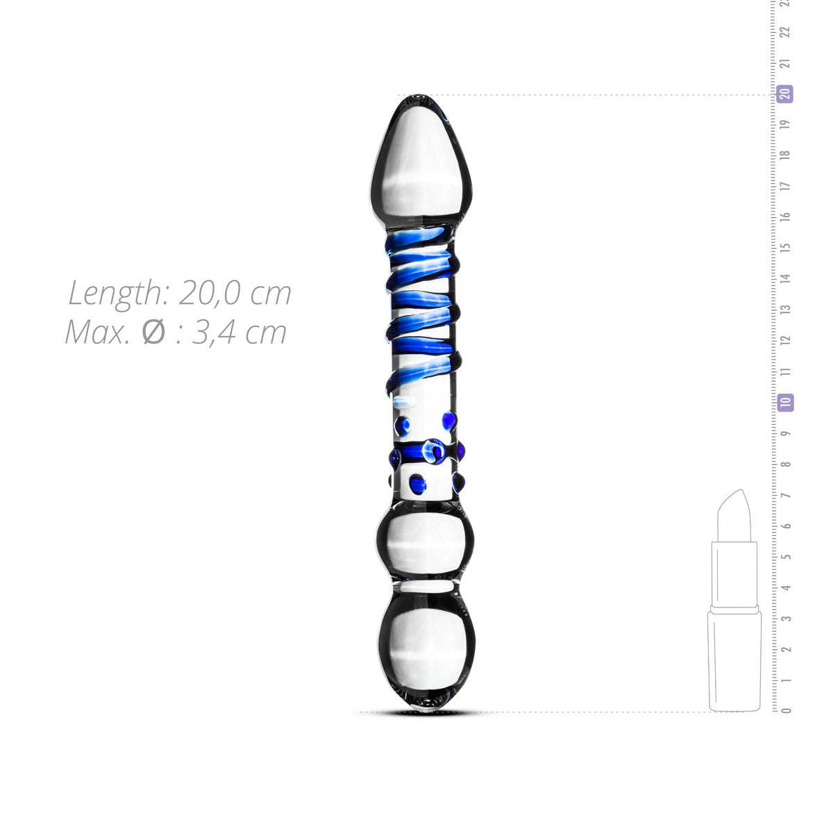 Dildo en Verre n 21 - 20 x 3.4 cm