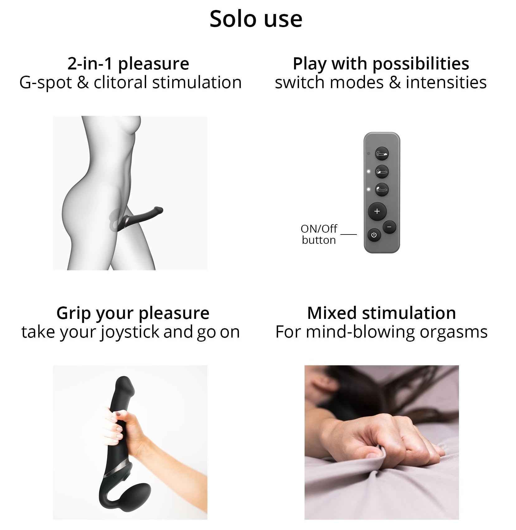 Dildo Multi Orgasm Strap-On-Me L 15.5 x 4.2cm Noir