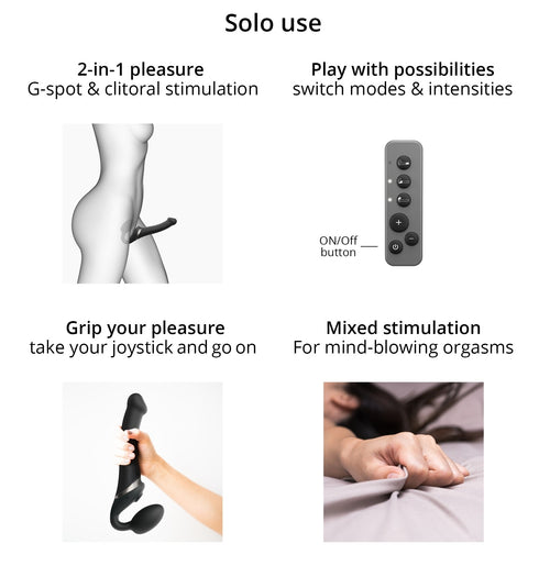 Dildo Multi Orgasm Strap-On-Me M 15 x 3.8cm Noir