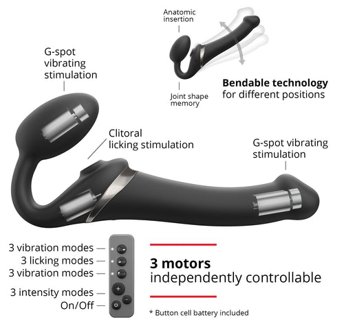 Dildo MULTI ORGASM Strap-On-Me S 14.5 x 3.4cm Noir