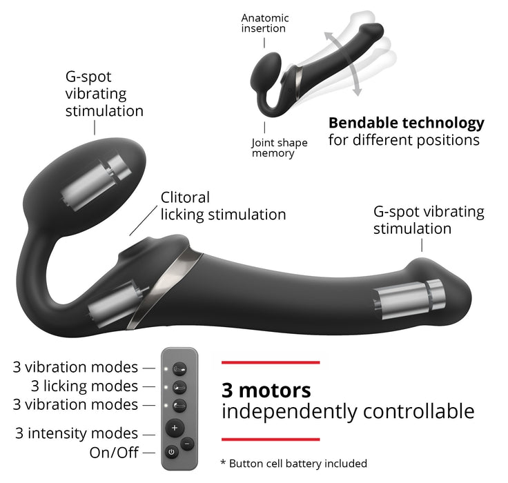 Dildo MULTI ORGASM Strap-On-Me S 14.5 x 3.4cm Noir