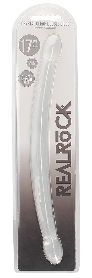 Double Gode Crystal RealRock 42 x 3.5cm Transparent
