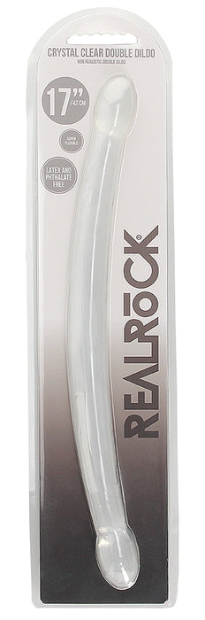 Double Gode Crystal RealRock 42 x 3.5cm Transparent