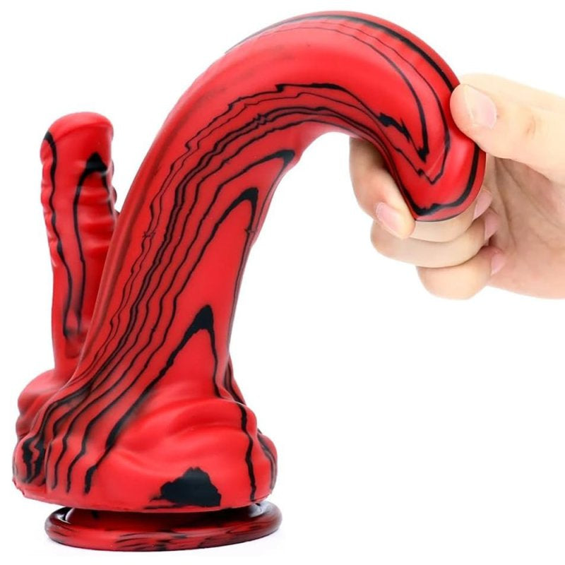 Double Gode Dobhorse 18 x 7cm Rouge et Noir