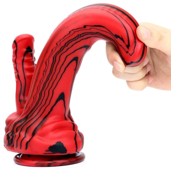 Double Gode Dobhorse 18 x 7cm Rouge et Noir