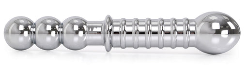 Double gode en métal Ribbed 19 x 3.5 cm