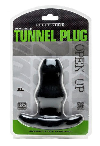 Double Tunnel Plug Extra-Large 14 x 7.8 cm Noir