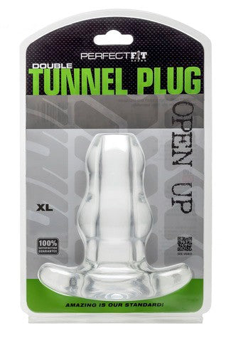 Double Tunnel Plug Extra-Large 14 x 7.8 cm Transparent