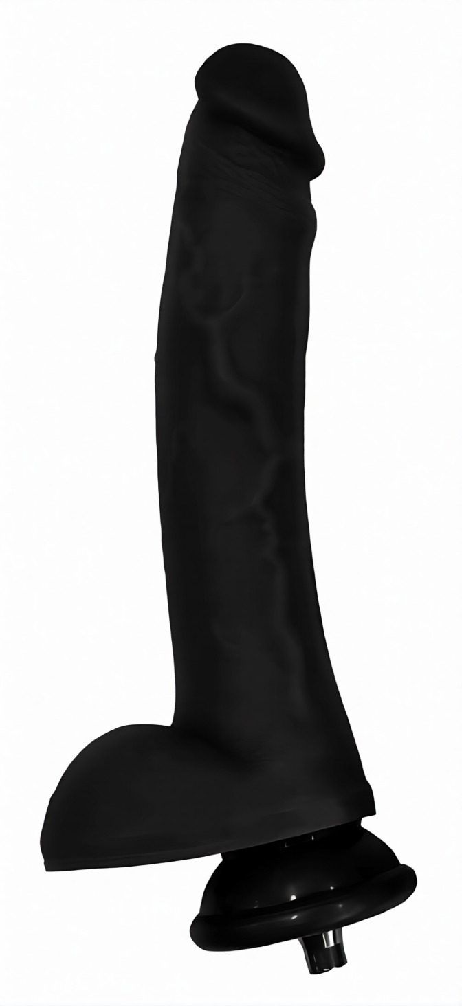 Embout Gode noir Curved Dicker pour fuck machine 18 x 4.3cm