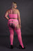 Ensemble Bustier Dos nu et Porte-Jarretelles 2 Pièces Rose Fluo