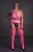 Ensemble Bustier Dos nu et Porte-Jarretelles 2 Pièces Rose Fluo