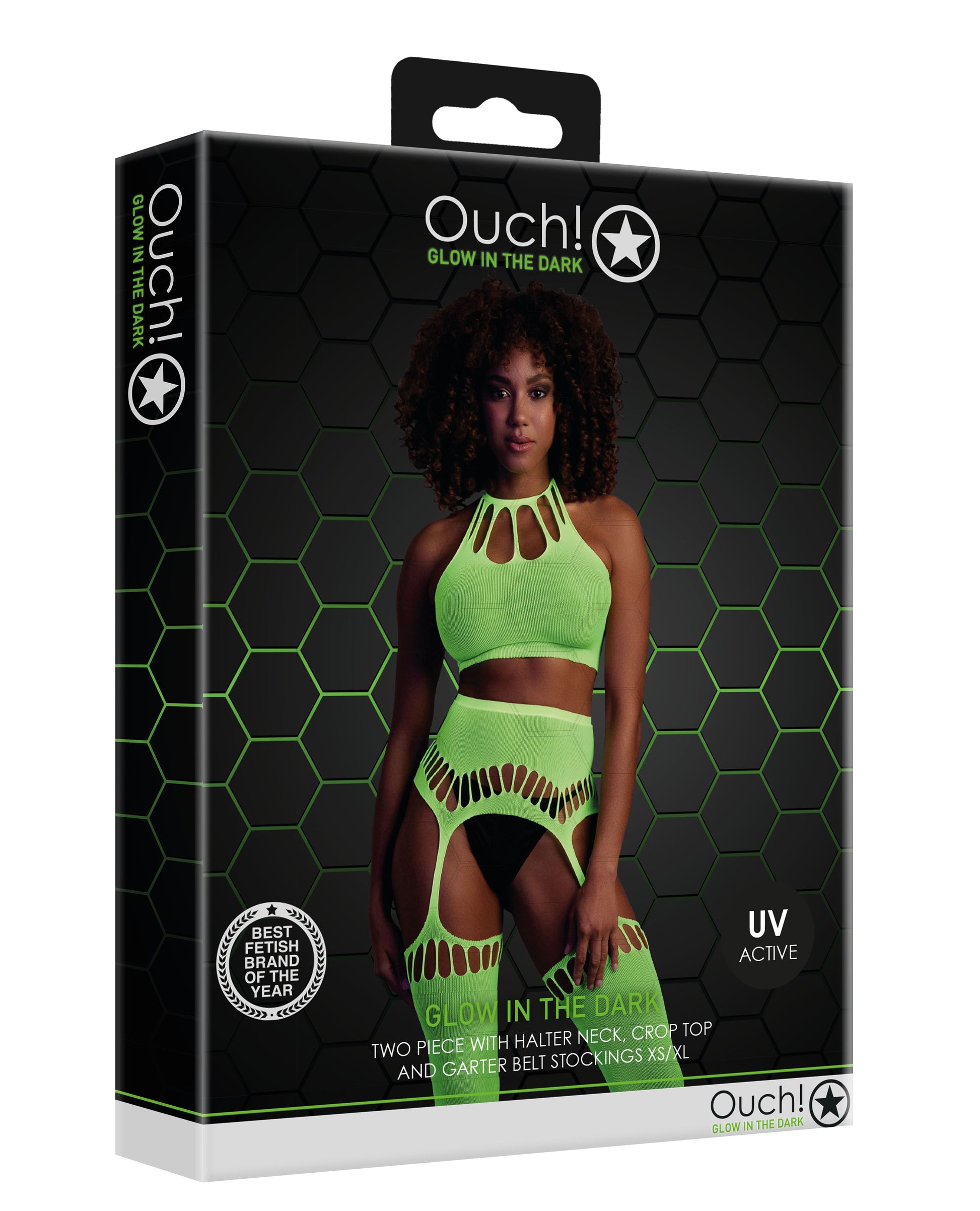 Ensemble Bustier Dos nu et Porte-Jarretelles 2 Pièces Vert Fluo