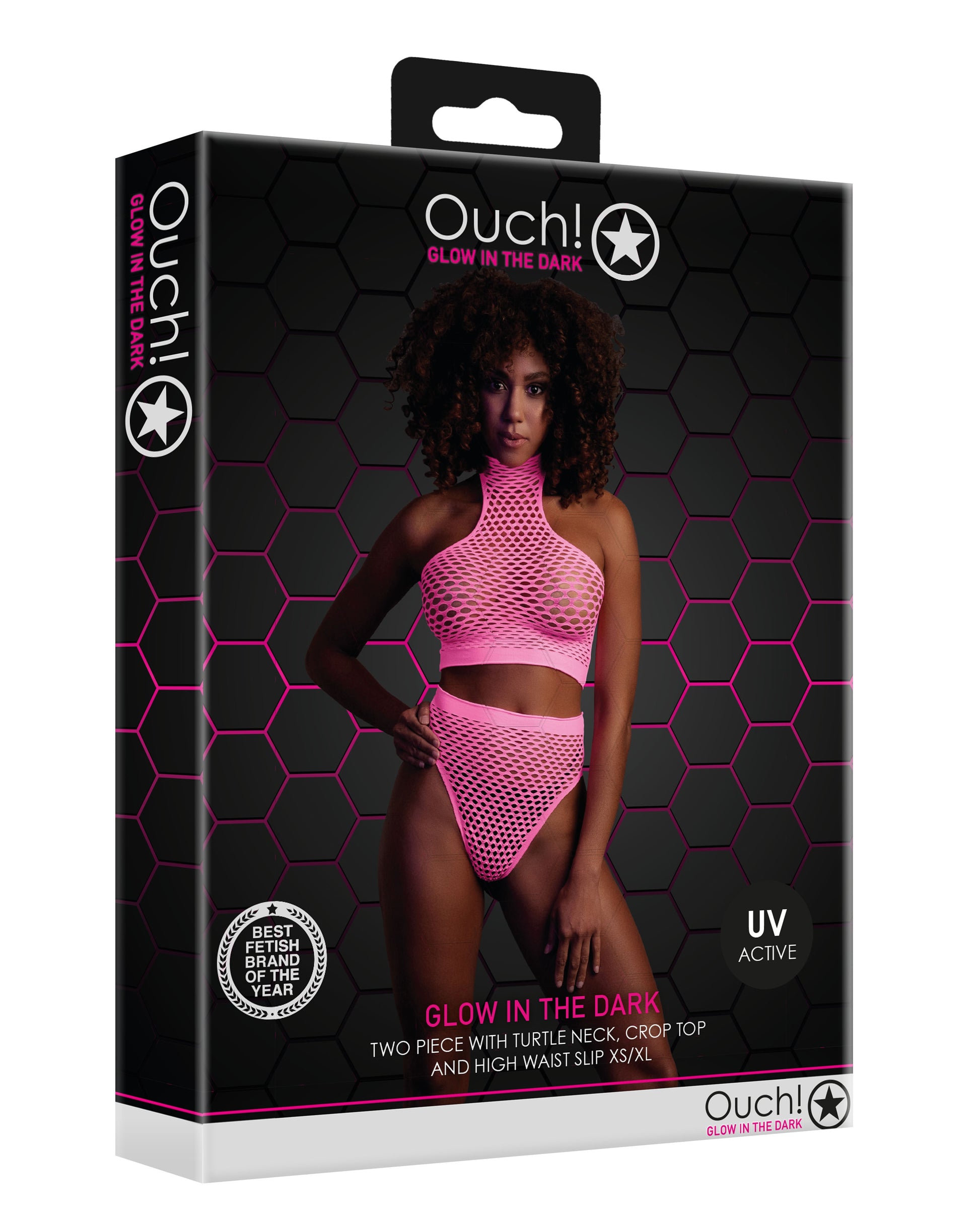 Ensemble Bustier et Culotte Filet Rose Fluo