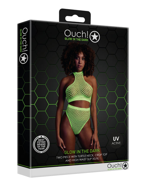 Ensemble Bustier et Culotte Filet Vert Fluo
