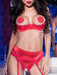 Ensemble dentelle rouge seins nus