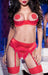Ensemble dentelle rouge seins nus