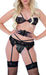 Ensemble Heart lace Garter 4 Pièces Noir