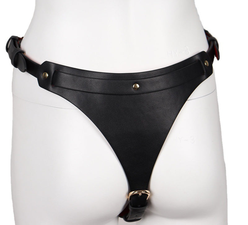 Ensemble Ouvert 2 Pièces Leathcrossed Noir et Rouge