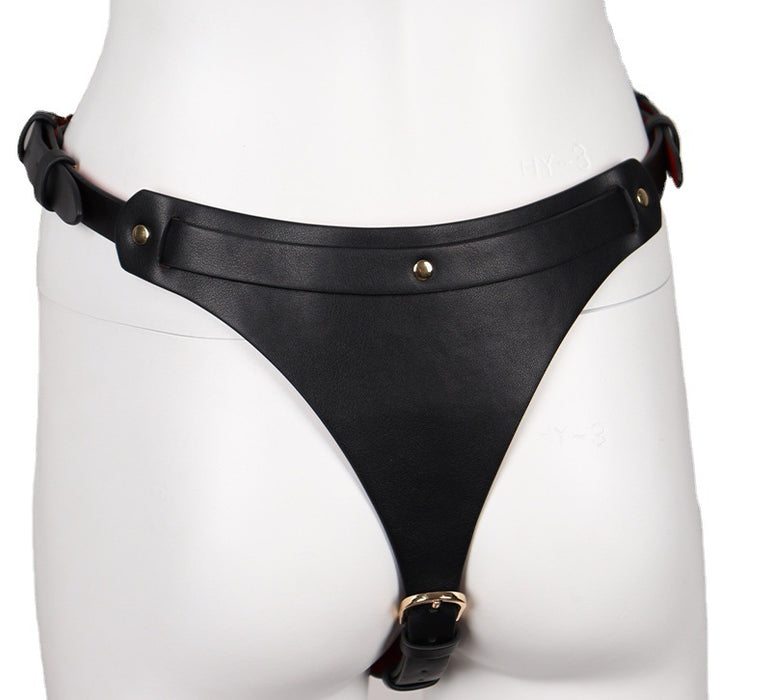 Ensemble Ouvert 2 Pièces Leathcrossed Noir et Rouge