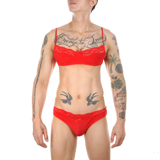 Ensemble Slip et Bra Tarmina Rouge